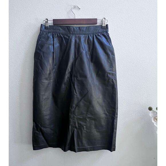 Vintage Avanti Genuine Leather Pencil Skirt with Pockets Women's Size 12 (28x26) - Picture 1 of 7